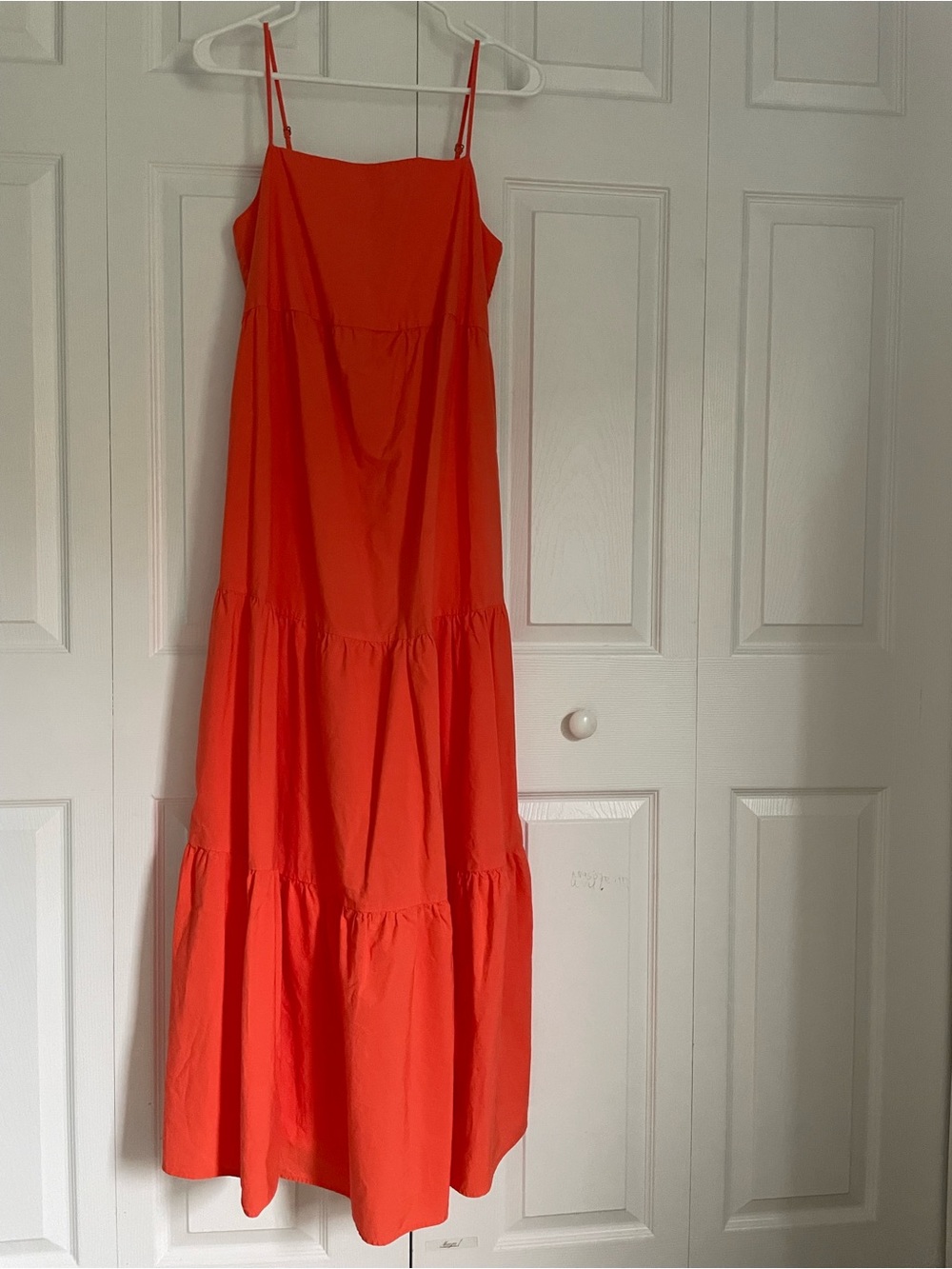 GAP Maternity 100% Cotton Coral Orange Tiered Maxi Dress S